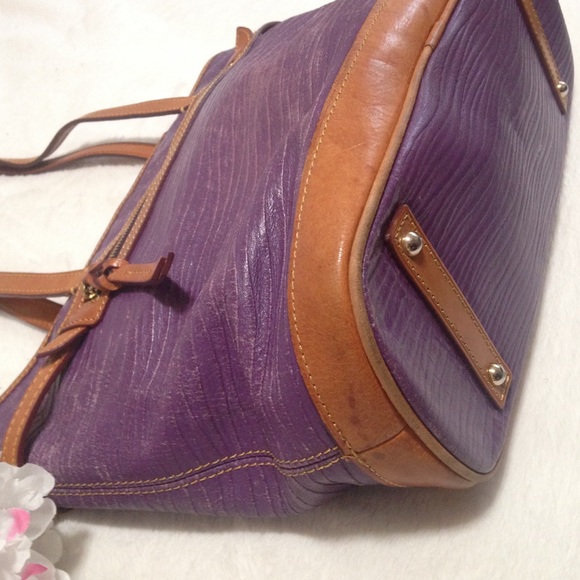 Dooney & Bourke Purple and Light Brown Shoulder Tote Bag - Picture 7 of 16